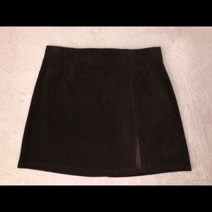 ToTo Collections Brown Velvet Open Slit Skirt
